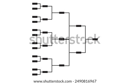 Templates of vector tournament brackets for teams. Blank bracket template. Vector illustration.  isolated on white background. EPS 10