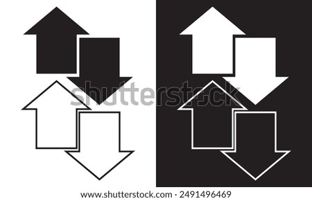 Arrows data transfer icons set, exchange arrow icons. Swap icon with two arrows. Editable stroke.  isolated on white and black background vector illustration. EPS 10