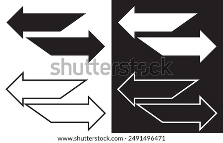 Arrows data transfer icons set, exchange arrow icons. Swap icon with two arrows. Editable stroke.  isolated on white and black background vector illustration. EPS 10