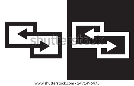 Arrows data transfer icons set, exchange arrow icons. Swap icon with two arrows. Editable stroke.  isolated on white and black background vector illustration. EPS 10