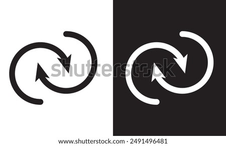 Arrows data transfer icons set, exchange arrow icons. Swap icon with two arrows. Editable stroke.  isolated on white and black background vector illustration. EPS 10