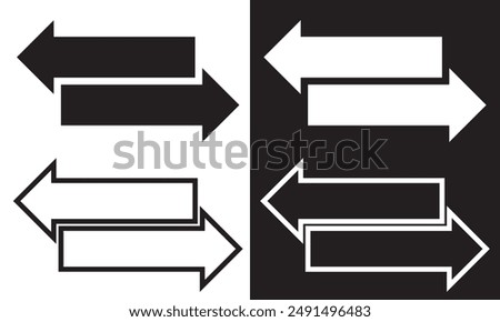 Arrows data transfer icons set, exchange arrow icons. Swap icon with two arrows. Editable stroke.  isolated on white and black background vector illustration. EPS 10