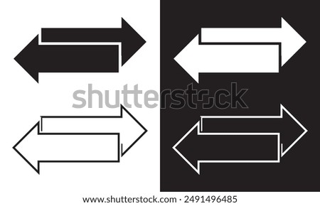 Arrows data transfer icons set, exchange arrow icons. Swap icon with two arrows. Editable stroke.  isolated on white and black background vector illustration. EPS 10