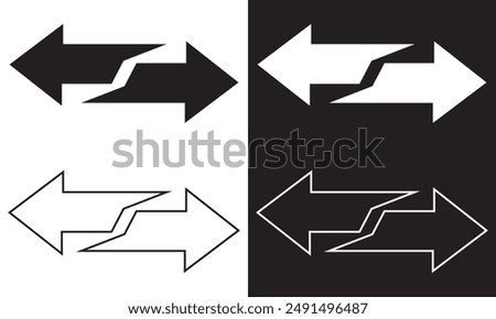 Arrows data transfer icons set, exchange arrow icons. Swap icon with two arrows. Editable stroke.  isolated on white and black background vector illustration. EPS 10