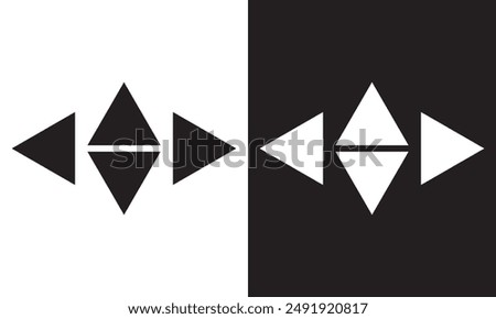 Arrow buttons icon set. Website slider navigation symbols. Next and previous rounded buttons for app. Web interface arrow buttons isolated on white and black background. Vector illustration. EPS 10