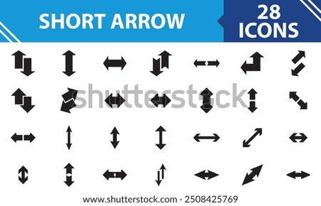 Two short small arrow set point in different opposite directions.  isolated on white background. Vector illustration. EPS 10