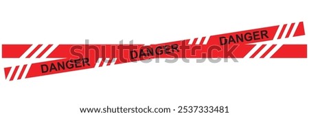 Danger tape. Yellow tape with black text danger  for industrial safety, road, construction, hazard area.  isolated on white background. Vector illustration. EPS 10