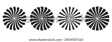 Sun burst radial vector elements. Black burst circular background. Starburst sunburst round shape. Vector illustration.