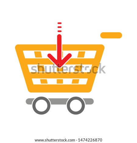 download shopping cart icon. flat illustration of download shopping cart vector icon. download shopping cart sign symbol