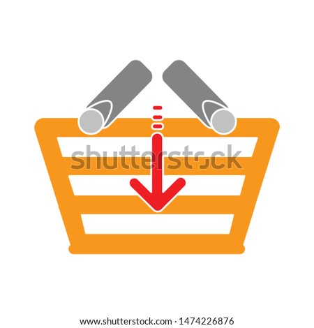 download shopping basket icon. flat illustration of download shopping basket vector icon. download shopping basket sign symbol