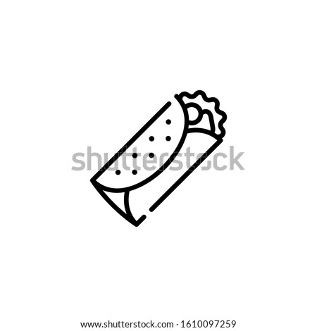 Vector burrito icon template. Street fast food symbol illustration. Traditional food logo concept: kebab, sandwich, shawarma, fajita, durum. Creative design for bar, cafe, stall, delivery