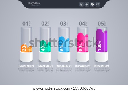 Infographics for business concept. Isometric vector Infographic design. Glossy and transparent - Vector