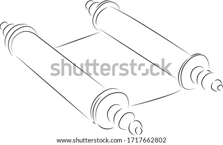 One continuous single drawing line art flat doodle scroll, torah, hebrew, religion, judaism, religious, parchment. Isolated image hand draw contour on a white background
