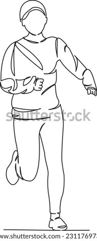 One continuous single drawing line art flat doodle  ner, athletic fitness, fitness, female, girl, jogging, runner, sport, workout. Isolated image hand draw contour on a white background
