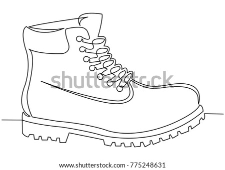 one single continuous line of painted timberland shoes
