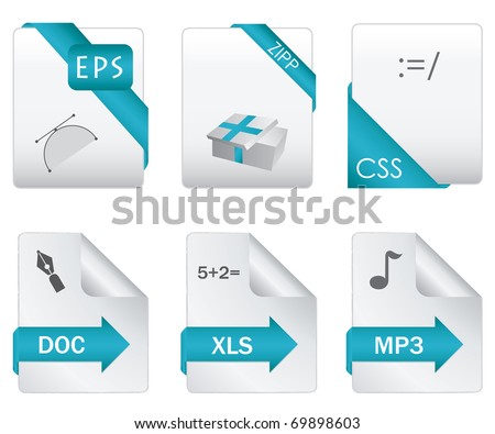 Set of file extension vector detailed icons