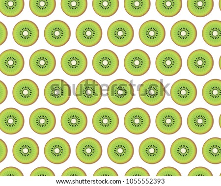 Modern vector seamless pattern with cute kiwi fruits. All elements  are  hidden under mask. Pattern are not cropped and can be edited