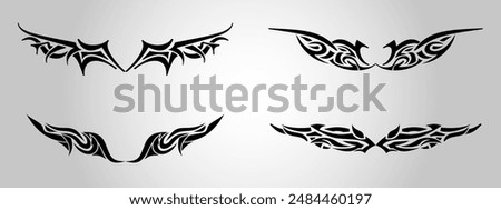 Sharp wild thorns  tribal tattoo wings set
