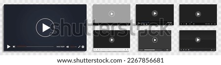 Set of video player windows frame on a transparent background