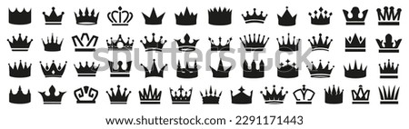 Set of black crown icons. Black crown symbol collection
