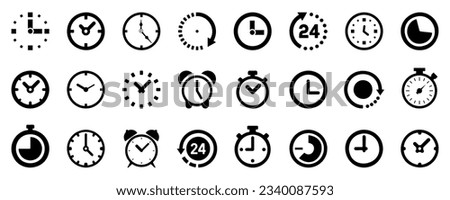 Deadline clock icon collection. Set of stopwatch, time, clock icons