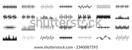 Equalizer music waves collection. Set of black music wave. Black music line wave beat collection