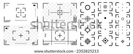 Photo camera viewfinders collection. Set of video and photo camera viewfinder display. Video camera viewfinder template collection