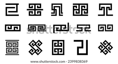 Set of greek key borders element. Geometric meander. Meander geometric ornamental. Greek pattern border