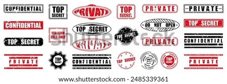 Set of grunge top secret seal. Top secret stamp collection