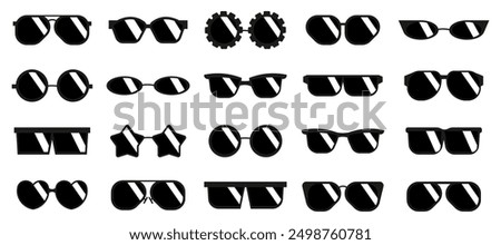 Sunglasses icons collection. Set of different sunglasses