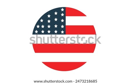  Simple vector button flag of the United States of America, USA flag.
