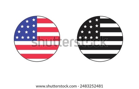 Simple vector button flag of the United States of America, USA flag