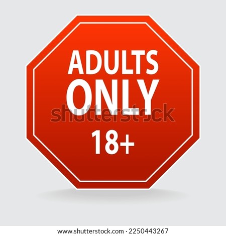 Adults content only age restriction 18 plus years old icon signs set flat style design vector illustration. Sensitive content age plus and adults only concept symbols vector sign