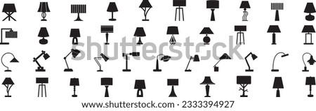 Lamp and Lighting Design vector line icon set.Standing lampshade icon set.