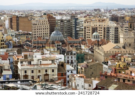 Panoramic View of Market Building and Silk Llotja in Valencia, Spain