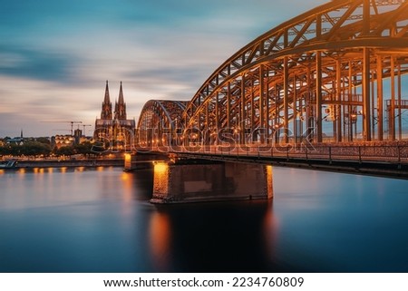 Similar – Image, Stock Photo panoramic view of cologne city at dusk