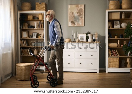 Similar – Image, Stock Photo Senior man using medical device to measure blood pressure