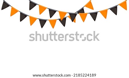 Halloween bunting. Black and orange flag garland. Triangle pennants chain. Party bunting decoration. Celebration flags for decor. Vector background  ストックフォト © 