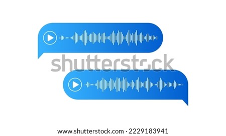 Voice messages. Bubbles with audio record. Chat messenger Ui concept. Speech bubbles. Interface for sound call and speech records. 