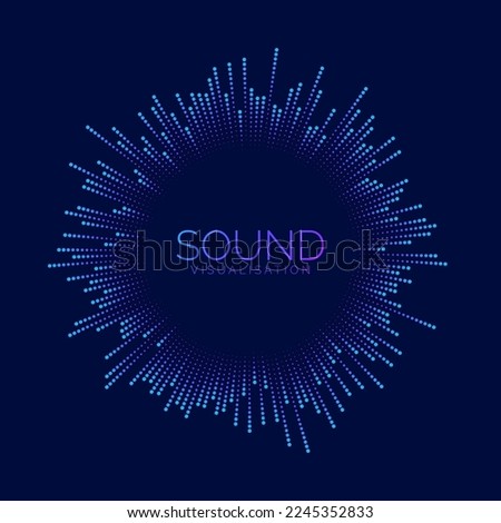 Circle sound wave visualisation. Pixel music player equalizer. Radial audio signal or vibration element. Voice recognition. Epicentre, target, radar, radio icon concept.