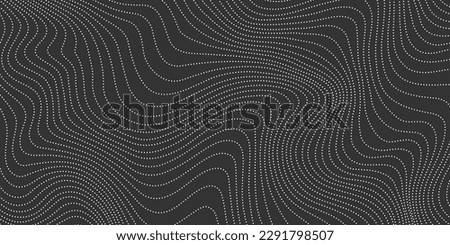 Dotted wave lines background. Abstract wavy stripes texture. Warped and curved dashed lines wallpaper. Vector minimalistic map design template
