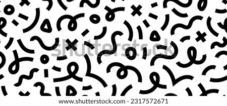 Abstract doodle squiggly lines seamless pattern. Black and white childish scribble repeating background. Childish shapes and curved wavy stripes wallpaper. Vector backdrop  Stock foto © 