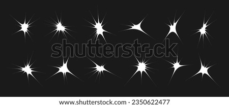 Stars and twinkles set. Retro blink collection. Abstract simple starburst shine effect pack. Design element template for poster, banner, logo, card, icon, label, collage, sticker. Vector bundle