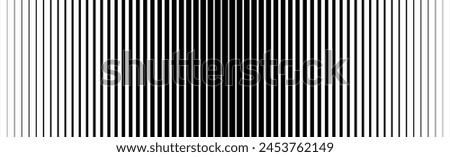 Thin line halftone gradient texture. Fading vertical stripe gradation background. Repeating wide pattern backdrop. Black parallel lines wallpaper for overlay, print, cover, banner, poster. Vector