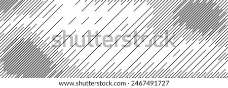 Diagonal dash line texture. Black slanted dashed lines pattern background. Straight tilted interrupted stripes wallpaper. Abstract dither rasterized grunge overlay. Vector wide dotted ripple texture