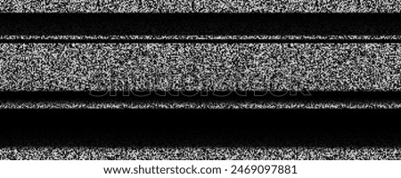 TV static noise texture. VHS video signal with black stripes, interferences or glitches. Glitched white noise background. Pixelated television screen backdrop grain for poster, banner. Vector