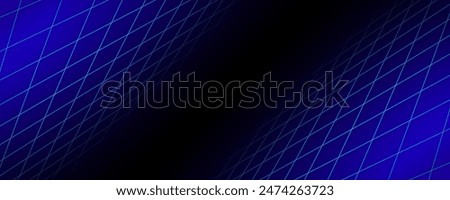 Blue glowing neon wireframe background. Shining checkered diagonal grid planes in depth. Retro futuristic wallpaper. Arcade game sci fi matrix surface backdrop for poster, banner. Vector