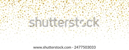 Gold falling down confetti background. Repeated golden dotted glitter pattern. Yellow, orange and golden dots wallpaper. Celebration Christmas, New Year or birthday party repeating backdrop. Vector