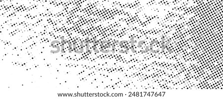 Halftone noise texture. Grunge grit halftone background. Black and white sand gravel wallpaper. Retro comic pixelated backdrop. Dirty grain spots, stains, dots textured overlay. Vector