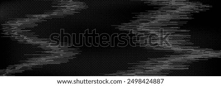 TV static noise texture. Distorted rippled VHS video screen overlay. Glitch pixelated random background. Grunge fuzzy television interference. Vector digital pixel video effect backdrop